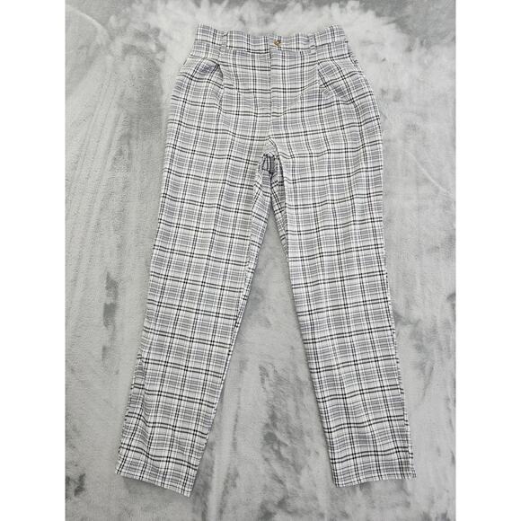 Hollister Ultra High Rise Plaid Pleated Pants Size S Black White Baggy Loose Fit - Picture 1 of 10